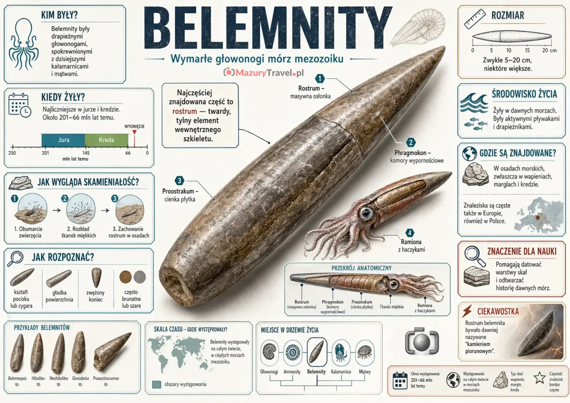 Belemnity - infografika MazuryTravel.pl